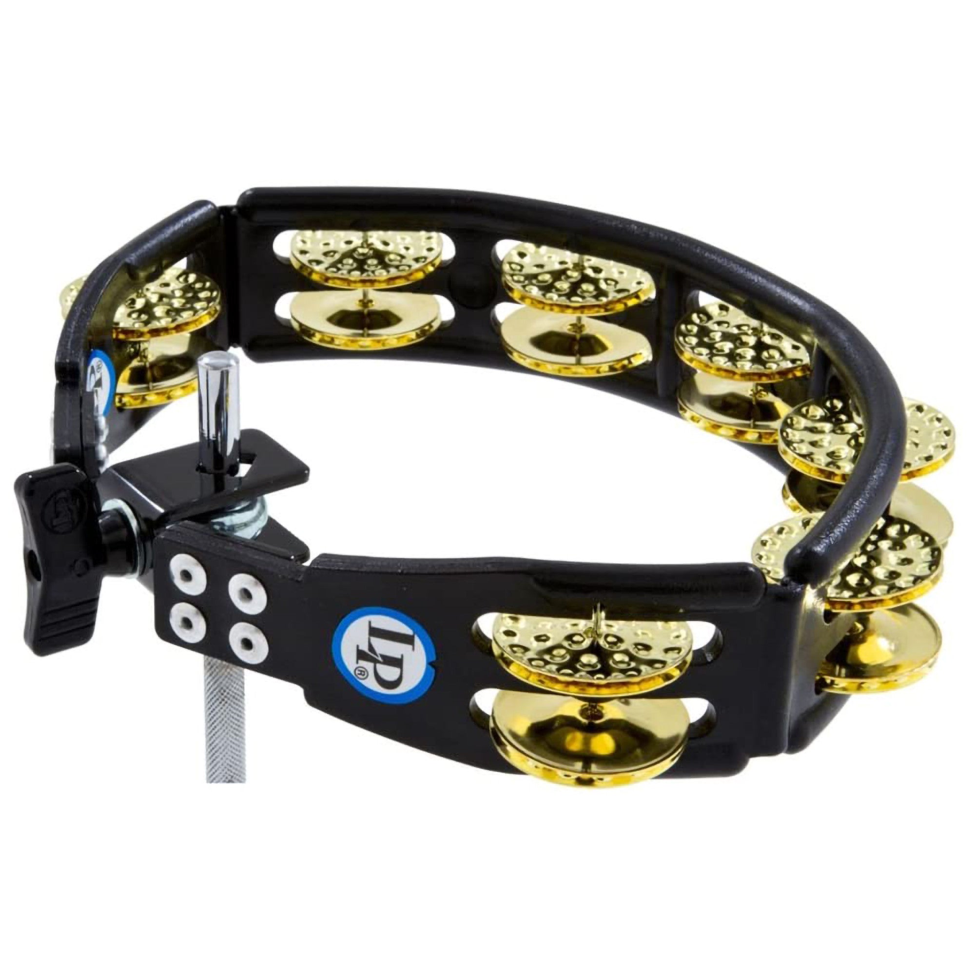 LP Cyclops Mounted Tambourine, Black, Dimpled Brass Interstate Music