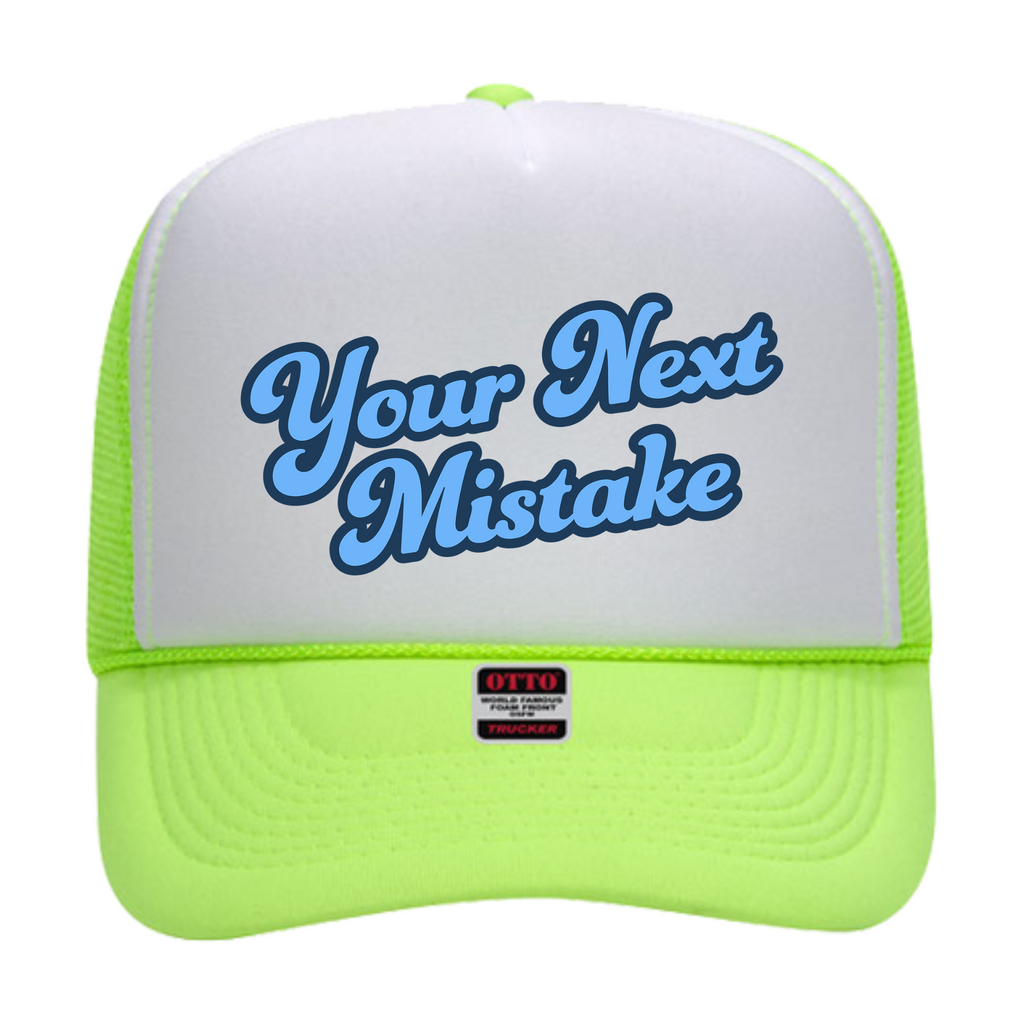 YOUR NEXT MISTAKE Green and White Trucker HAT God Over Everything Trucker hat white/green – Gold Star main image 4