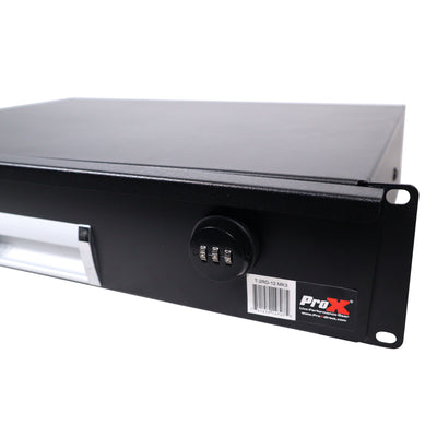 ProX T-2RD-12MK3 2U Rack Mount Drawer for Audio, DJ, & IT Server Rack Cases, Pro Audio Gear, Equipment Storage, 12" Depth