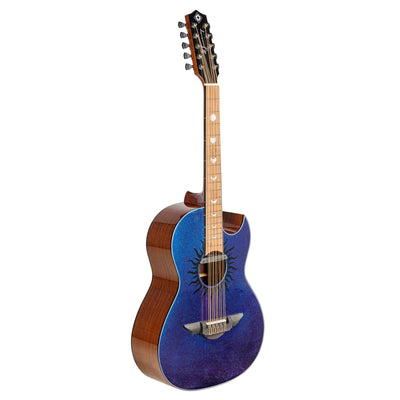 H. Jimenez Glossy Sparkle Color Changing Top (Purple To Blue) Bajo Quinto Cutaway Electric With Hard Wood Case (LBQ1GXE-AB)