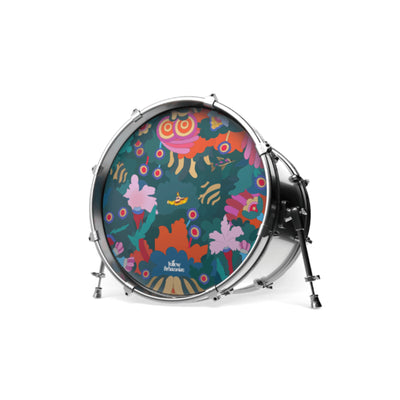 Evans INK22YELSUB-3 The Beatles Yellow Submarine Resonate Bass Drumhead for Drum Set, Under the Sea, 22 Inch