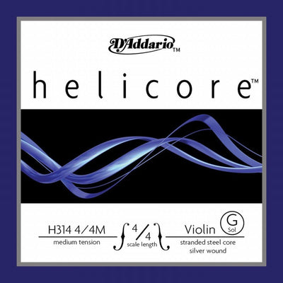 D’Addario Helicore Violin Single G String, 4/4 Scale, Medium Tension, 10-Pack