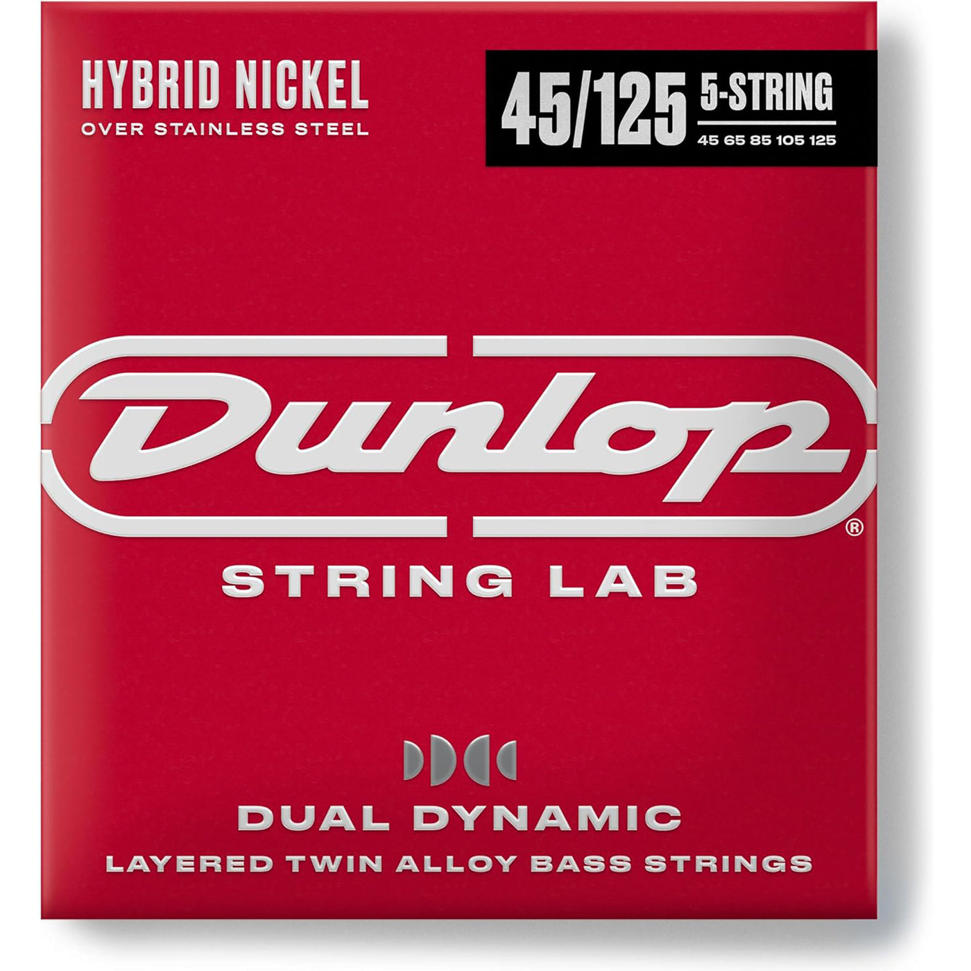 Dunlop Dual Dynamic Hybrid Nickel 5-String Bass Guitar Strings, .045 - .125