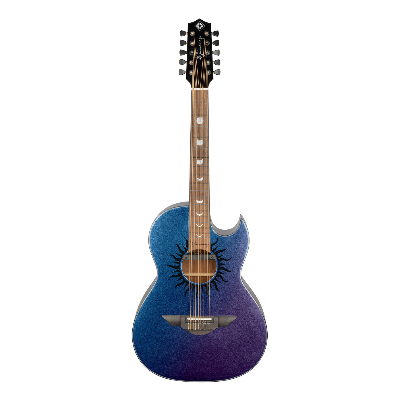 H. Jimenez Glossy Sparkle Color Changing Top (Purple To Blue) Bajo Quinto Cutaway Electric With Hard Wood Case (LBQ1GXE-AB)