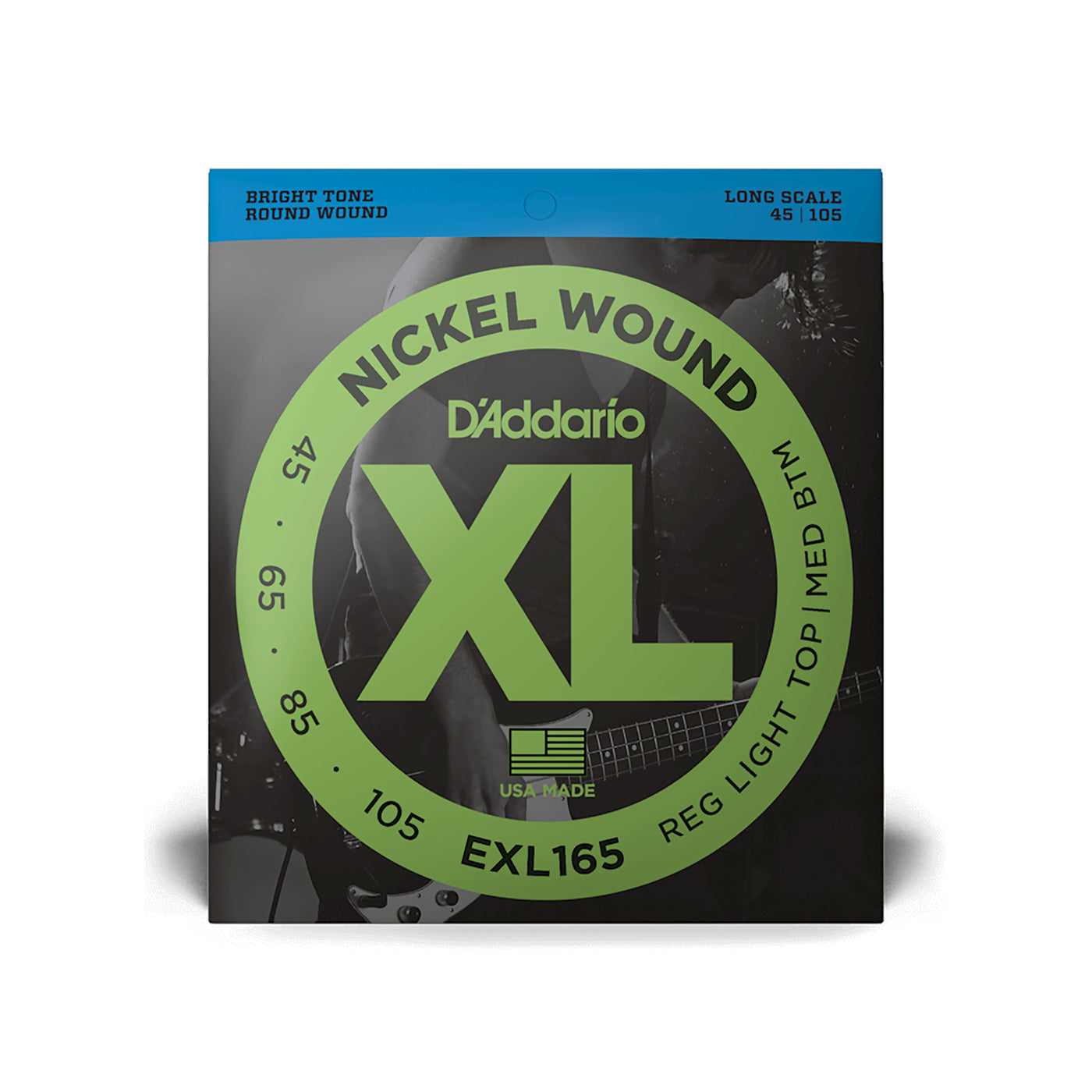 D'Addario Nickel Wound Bass Guitar Strings, .045-.105,  Regular Light Top/Medium Bottom Long Scale