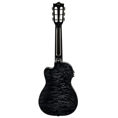 Lanikai Quilted Maple Black Stain Guitelele A/E Ukulele with Foam Case