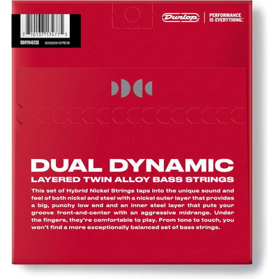 Dunlop Dual Dynamic Hybrid Nickel 5-String Bass Guitar Strings, .045 - .125