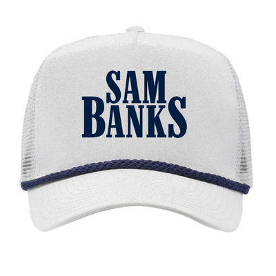 Sam Banks - Stacked Logo Hat - White