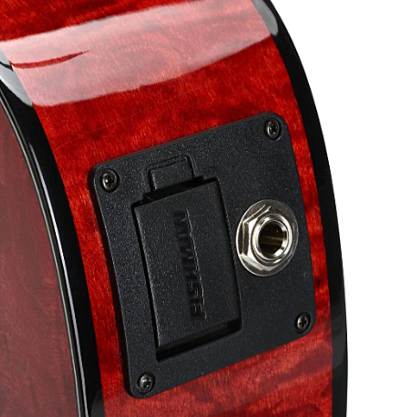 Lanikai QM-RDCEC 4 String Ukulele, Concert Quilted Maple Ukulele with Cutaway & Electronics, Red Stain