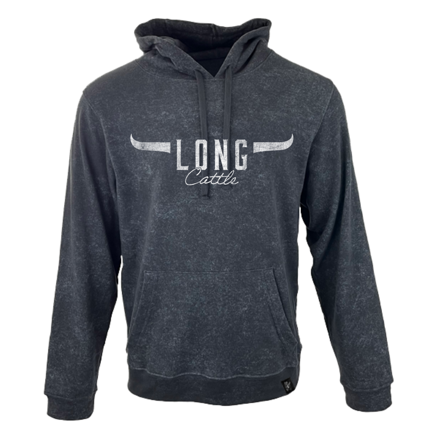 Long Cattle Vintage Black Hoodie