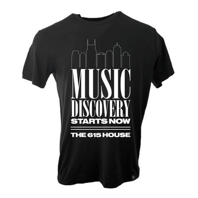 THE 615 HOUSE - Music Discovery Skyline T-Shirt: Solid Black