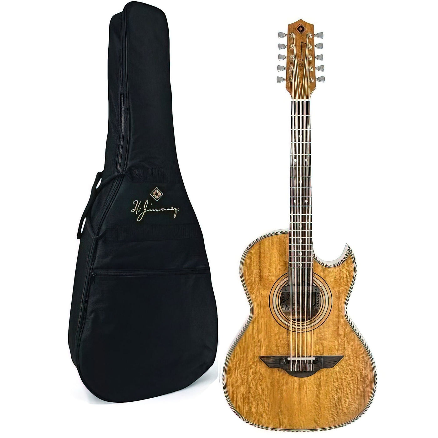 H. Jimenez LBQ1ENM El Esta'ndar Acoustic-Electric Guitar, Bajo Quinto Natural Mahogany ,With Cutaway and Electronics