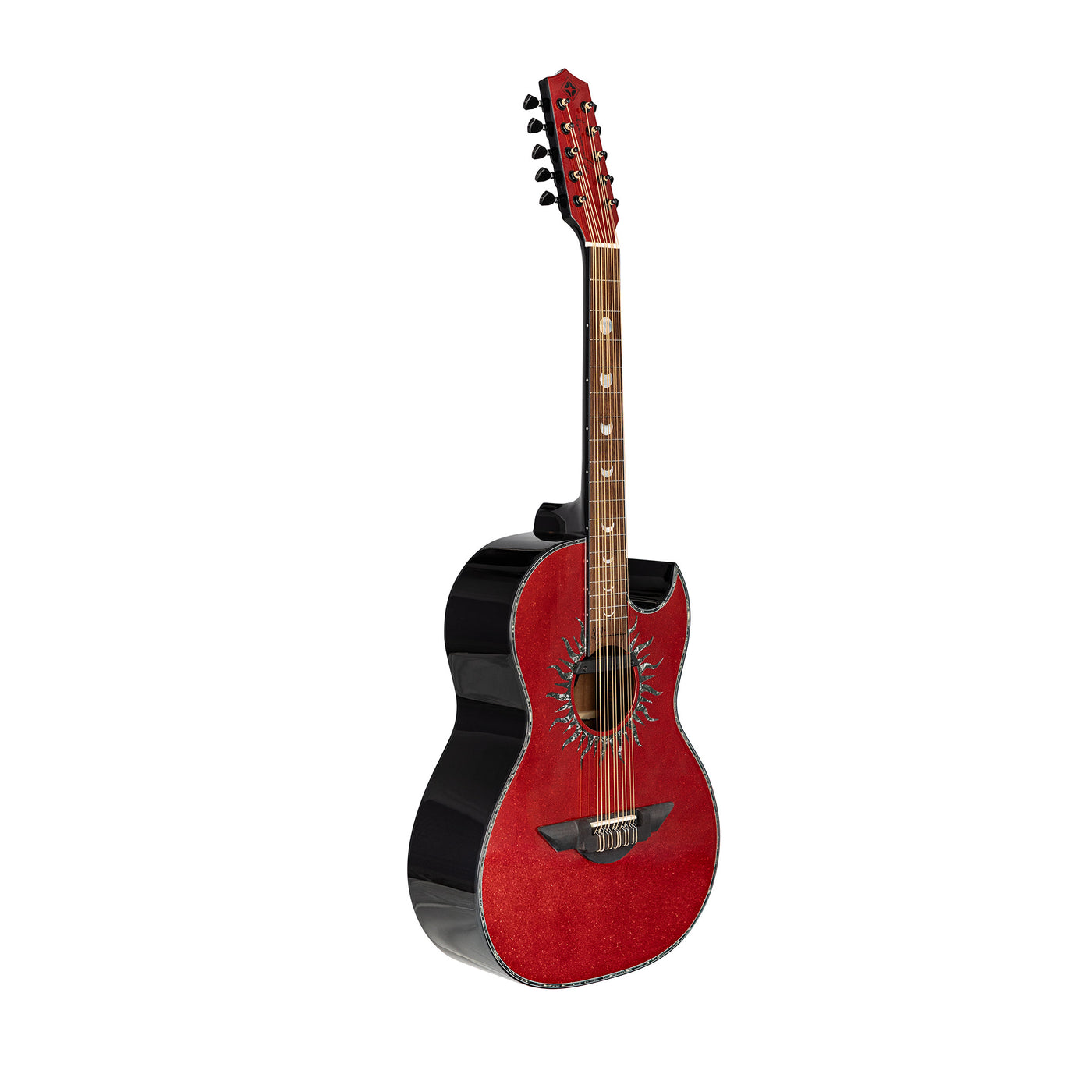 H. Jimenez Glossy Red Sparkle Painted Top Bajo Quinto Cutaway Electric With Hard Wood Case (LBQ1GXE-AN)