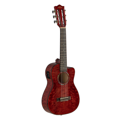 Lanikai Quilted Maple Red Stain Guitelele A/E Ukulele with Foam Case