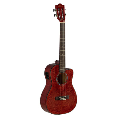 Lanikai Quilted Maple Red Stain Baritone A/E Ukulele with Foam Case