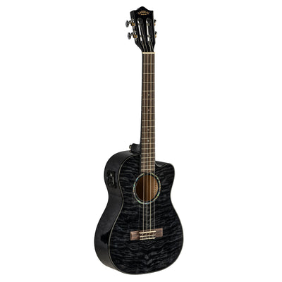 Lanikai Quilted Maple Black Stain Baritone A/E Ukulele with Foam Case