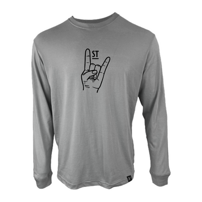 Musicians First Apparel Co. "Rock On" Logo Long Sleeve Shirt: Solid Gray