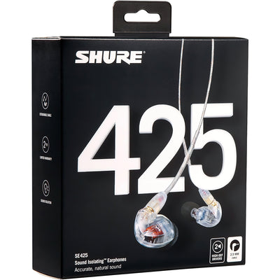 Shure Wired Earbuds, Professional Sound Isolating Earphones with Detailed Sound, Dual-Driver Hybrid, Secure in-Ear Fit, Detachable Cable, Durable Quality, Clear (SE425-CL)
