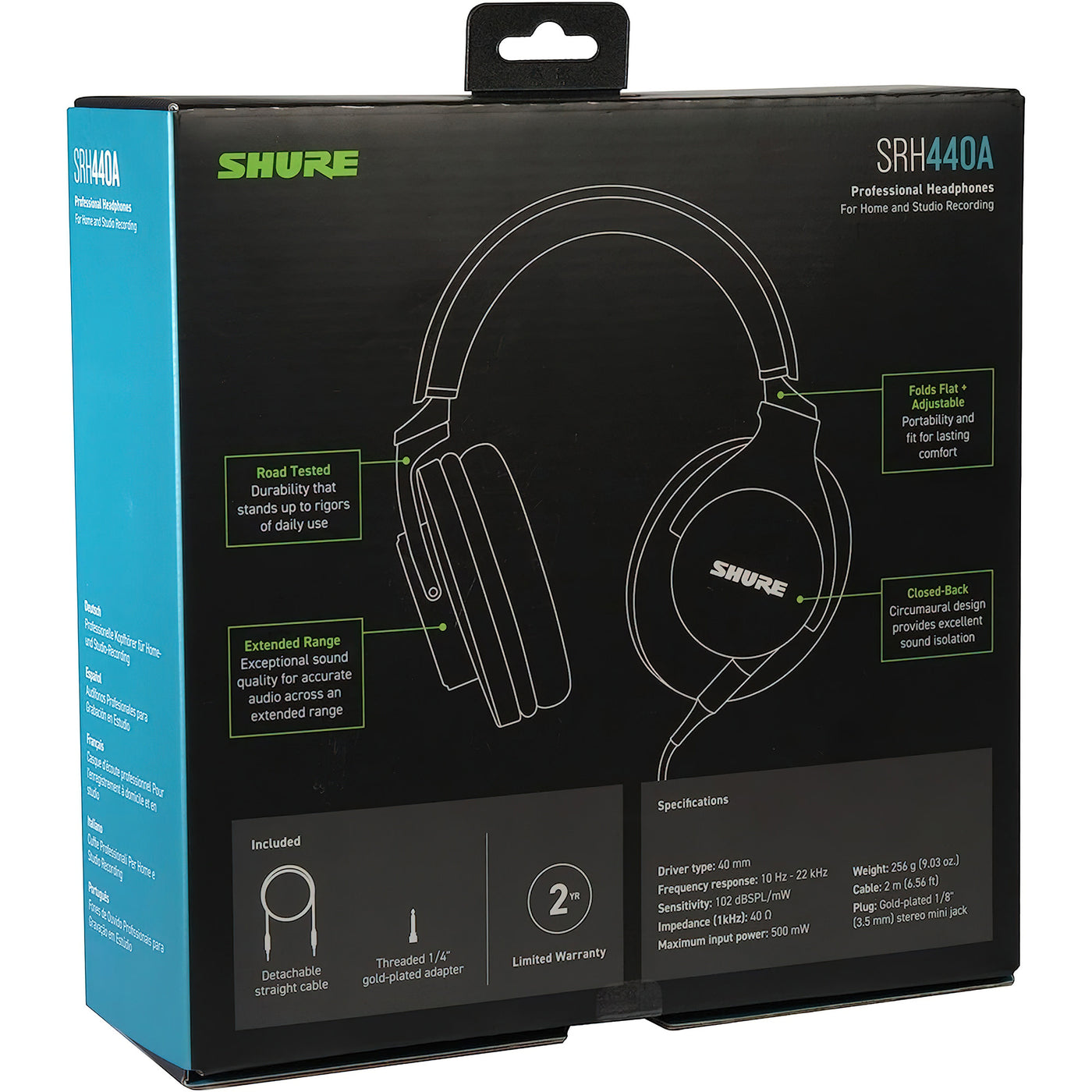 Shure Over-Ear Wired Headphones for Monitoring & Recording, Professional Studio Grade, Enhanced Frequency Response, Work with All Audio Devices, Adjustable & Collapsible Design (SRH440A)