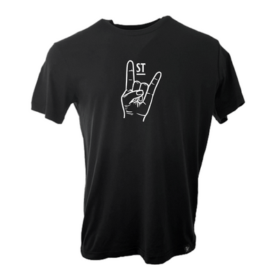 Musicians First Apparel Co. - "Rock On" Logo T-Shirt: Solid Black