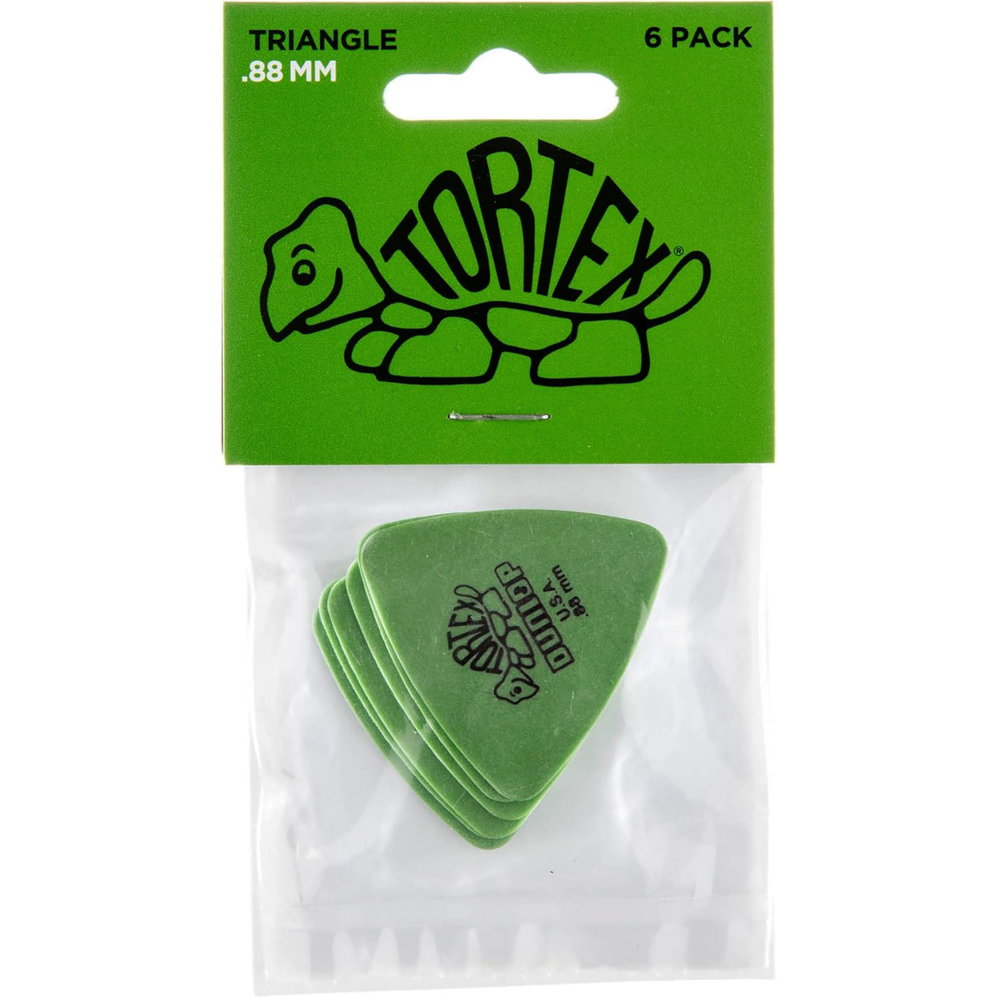 Dunlop Tortex Triangle Guitar Pick, .88mm, Green (6-Pack)