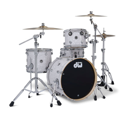 DWe Complete Kit Bundle, White Marine Pearl, 4-Piece Drum Set with Cymbals and Hardware