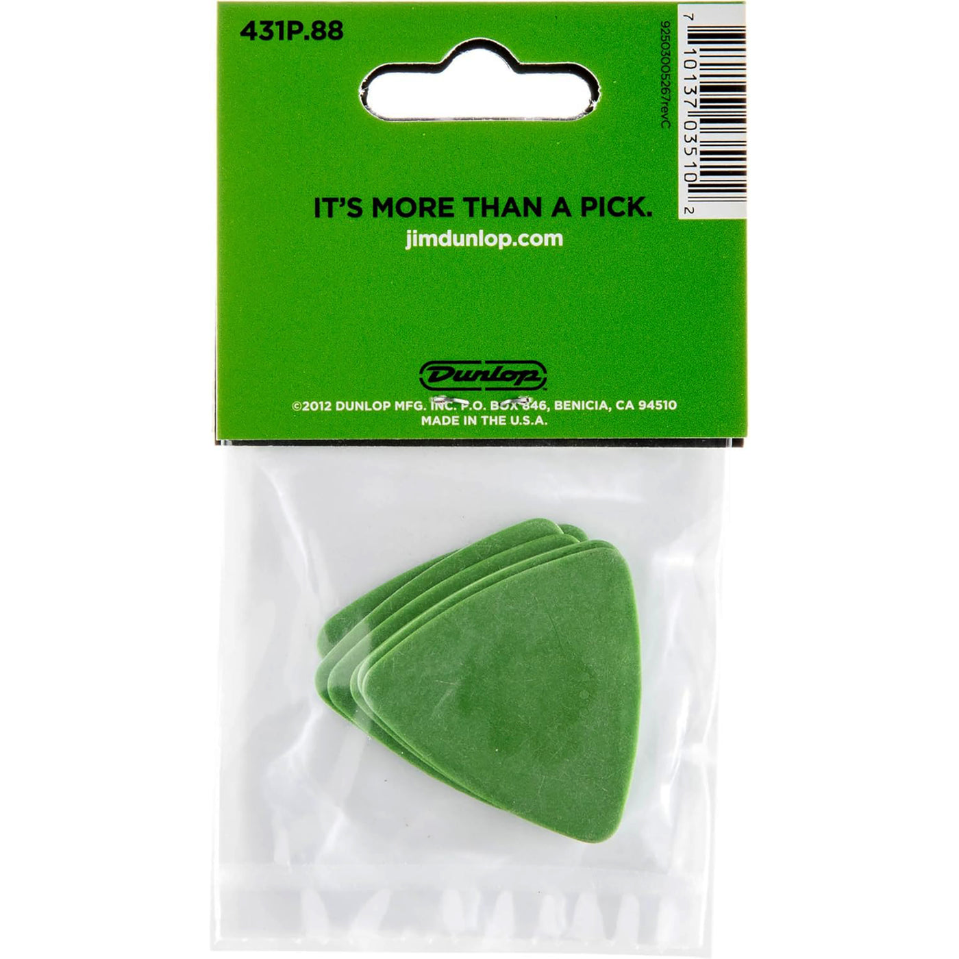 Dunlop Tortex Triangle Guitar Pick, .88mm, Green (6-Pack)