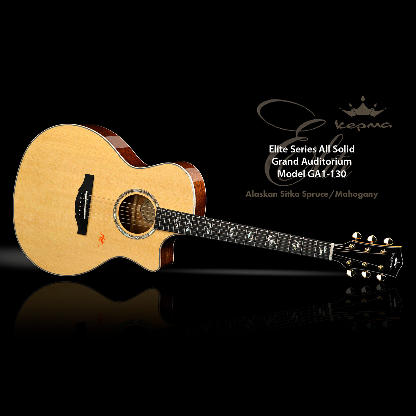 Kepma Elite All-Solid Grand Auditorium Guitar, Natural Finish