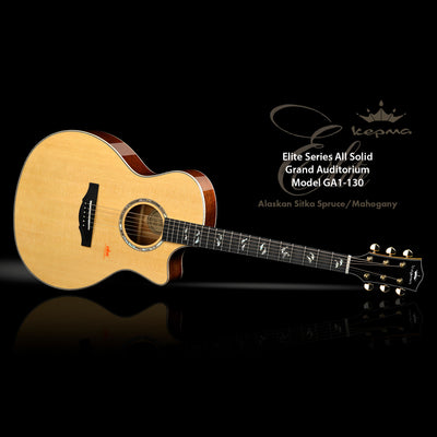 Kepma Elite All-Solid Grand Auditorium Guitar, Natural Finish