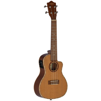 Lanikai CDST-CEC 4 String Ukulele, Cedar Solid Top Concert Ukulele, with Cutaway Acoustic-Electric Ukulele - Natural