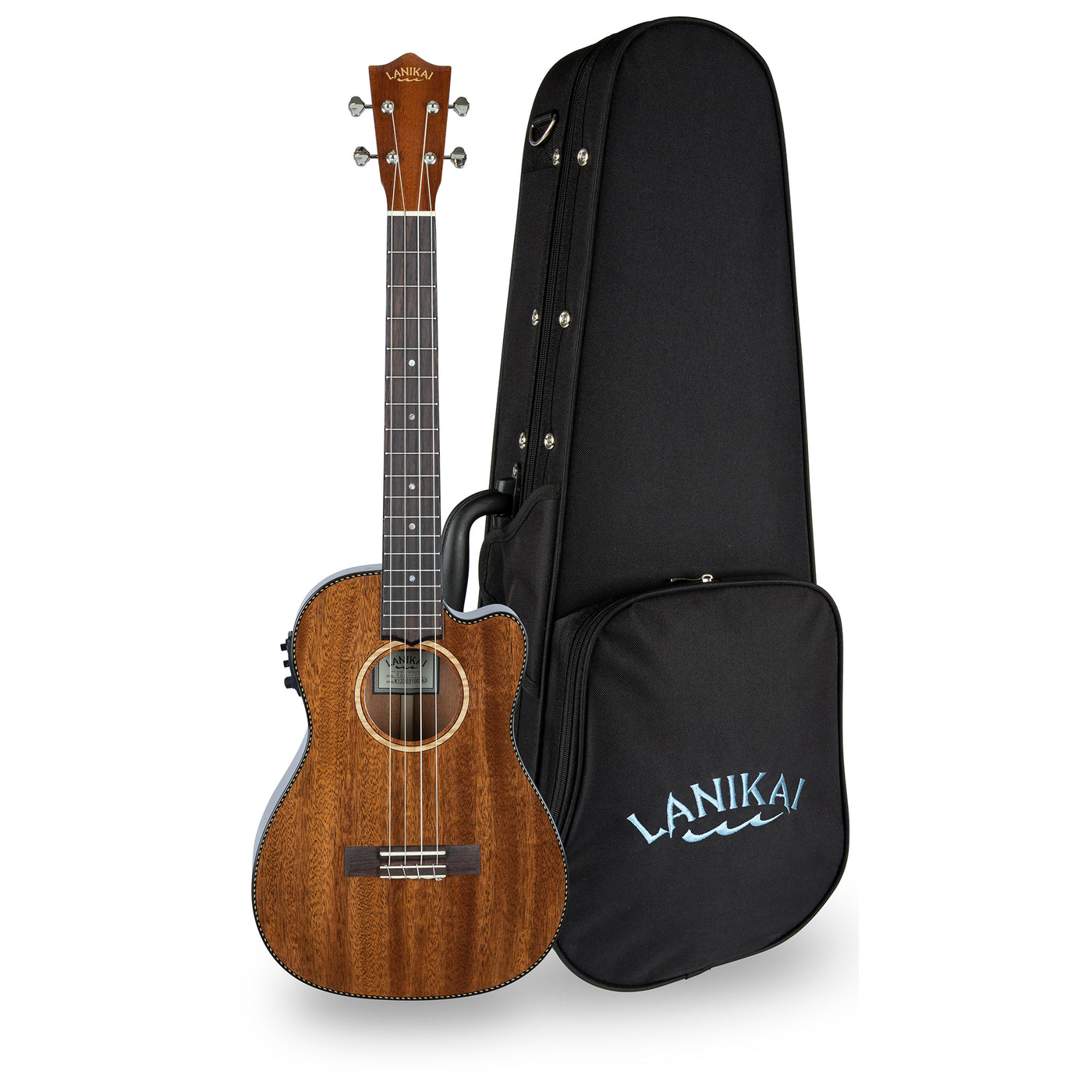 Lanikai All Solid Mahogany Baritone A/E Ukulele with Foam Case