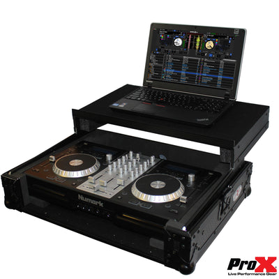 ProX XS-MIXDECKEXLTBL Flight Case for Numark MixDeck Express Digital Controller W-Laptop Shelf, DJ Pro Audio Gear, Equipment Storage, Black on Black