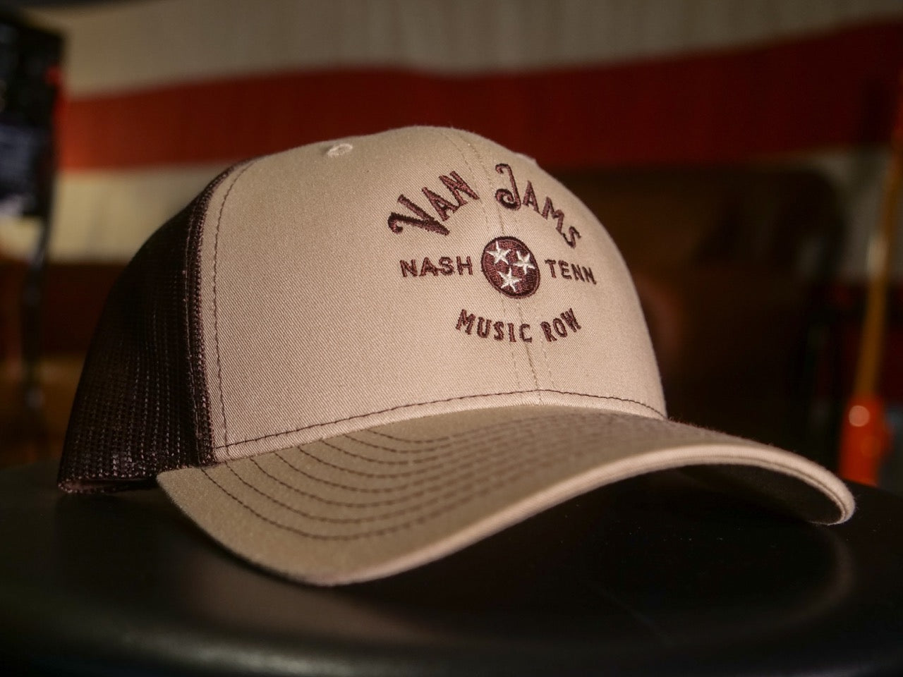 Van Jams Snap Back Hat, Khaki/Brown