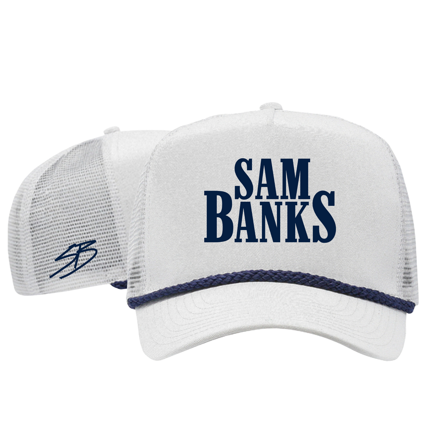 Sam Banks - Stacked Logo Hat - White