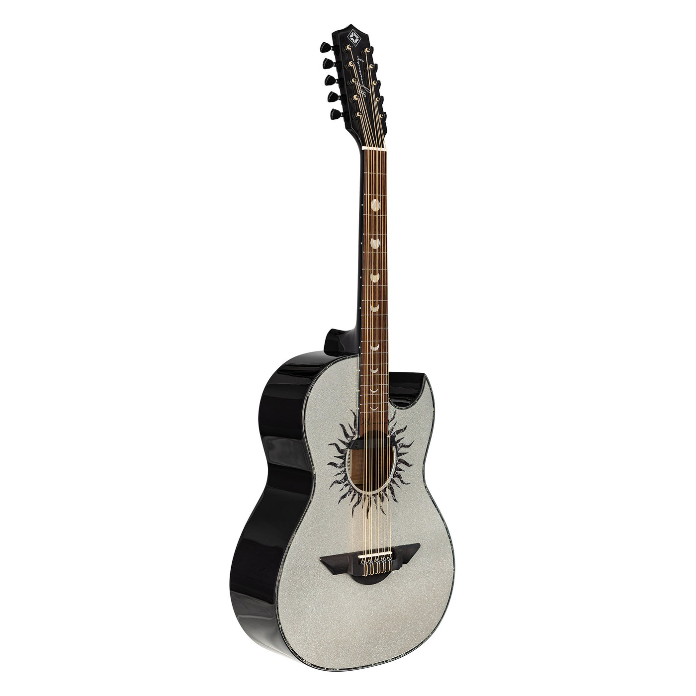 H. Jimenez Glossy Silver Sparkle Painted Top Bajo Quinto Cutaway Electric With Hard Wood Case (LBQ1GXE-MD)