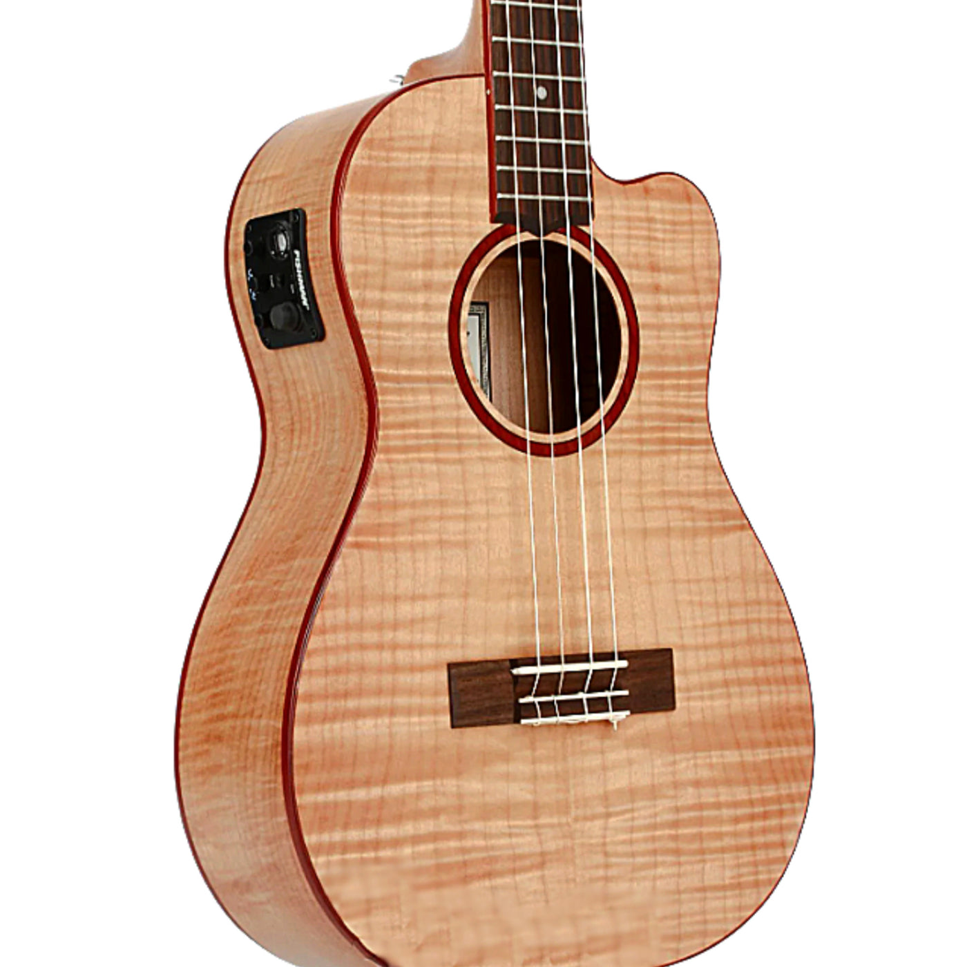 Lanikai FM-CEB 4 String Ukulele, Baritone Flame Maple Cutaway A/E Ukulele, with Fishman Kula Preamp and Tuner