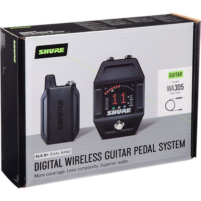 Shure Dual Band Pro Digital Wireless Guitar Pedal System for Guitarists and Bassists, 300 ft Range, 12 hr Battery, Integrate into Your Pedalboard with 1/4" Input Connector (GLXD16+-Z3)