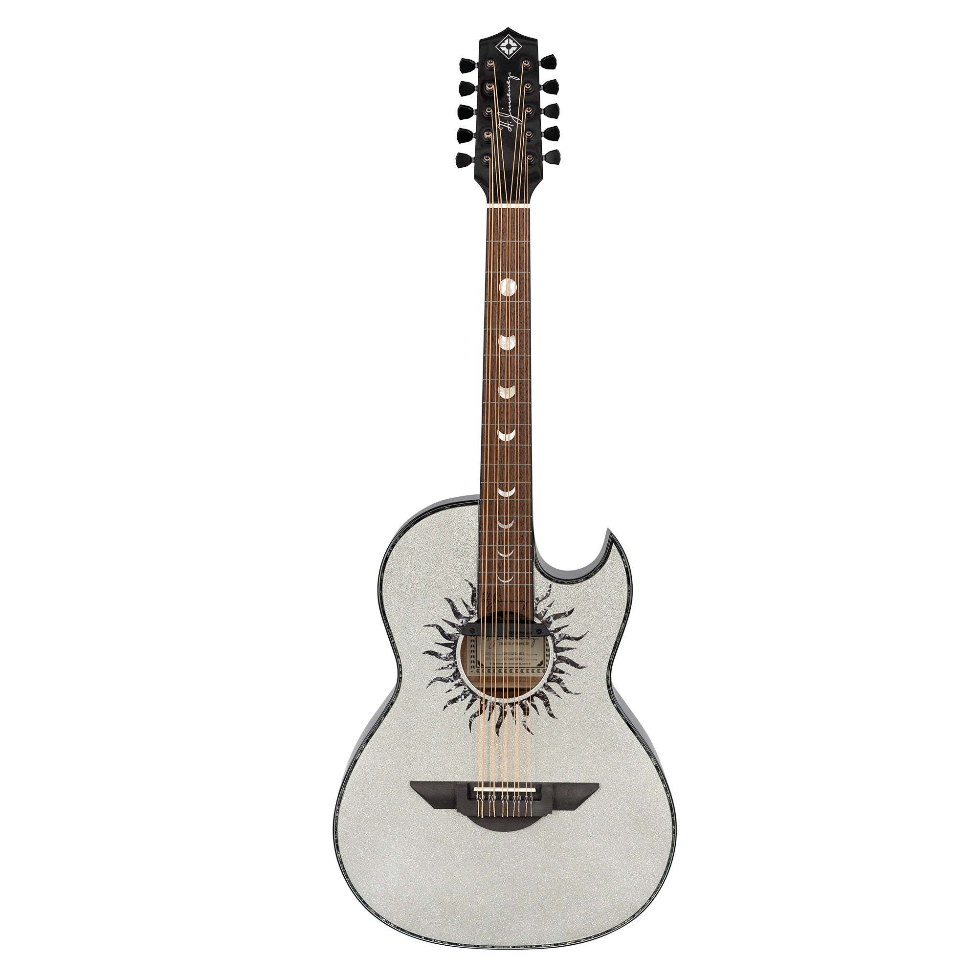 H. Jimenez Glossy Silver Sparkle Painted Top Bajo Quinto Cutaway Elect – Interst