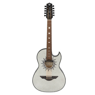 H. Jimenez Glossy Silver Sparkle Painted Top Bajo Quinto Cutaway Electric With Hard Wood Case (LBQ1GXE-MD)