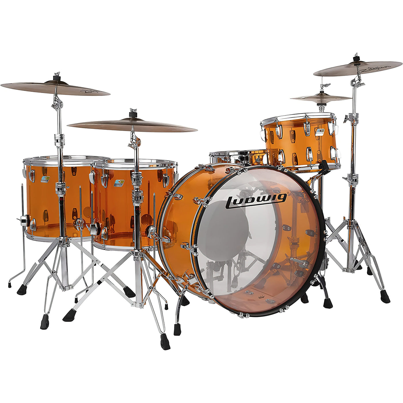 Ludwig Vistalite John Bonham Zep Set Shell Pack with Snare Drum, Amber(L8264LX47)