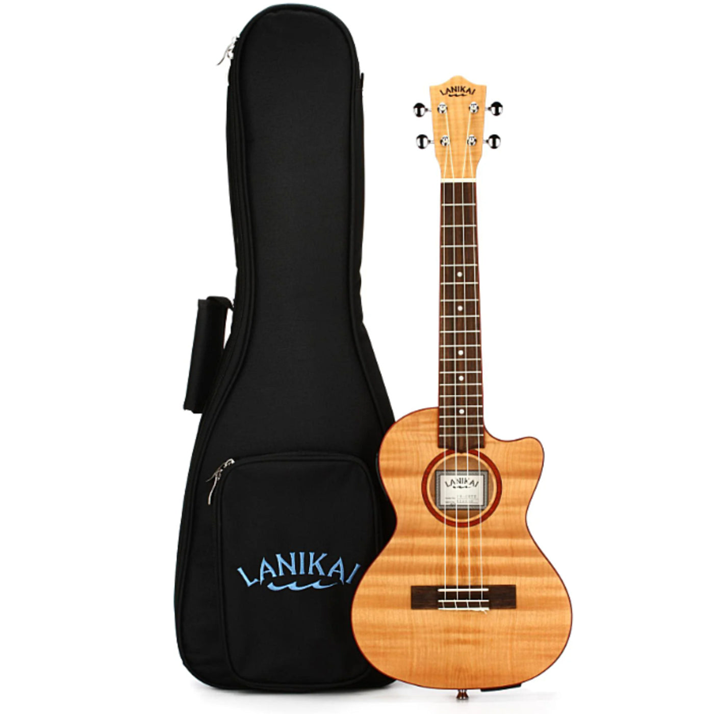 Lanikai FM-CETT 4 String Ukulele, Electric Thin Tenor Cutaway Flame Maple Ukulele, with Fishman Kula Preamp