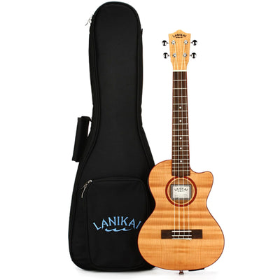 Lanikai FM-CETT 4 String Ukulele, Electric Thin Tenor Cutaway Flame Maple Ukulele, with Fishman Kula Preamp