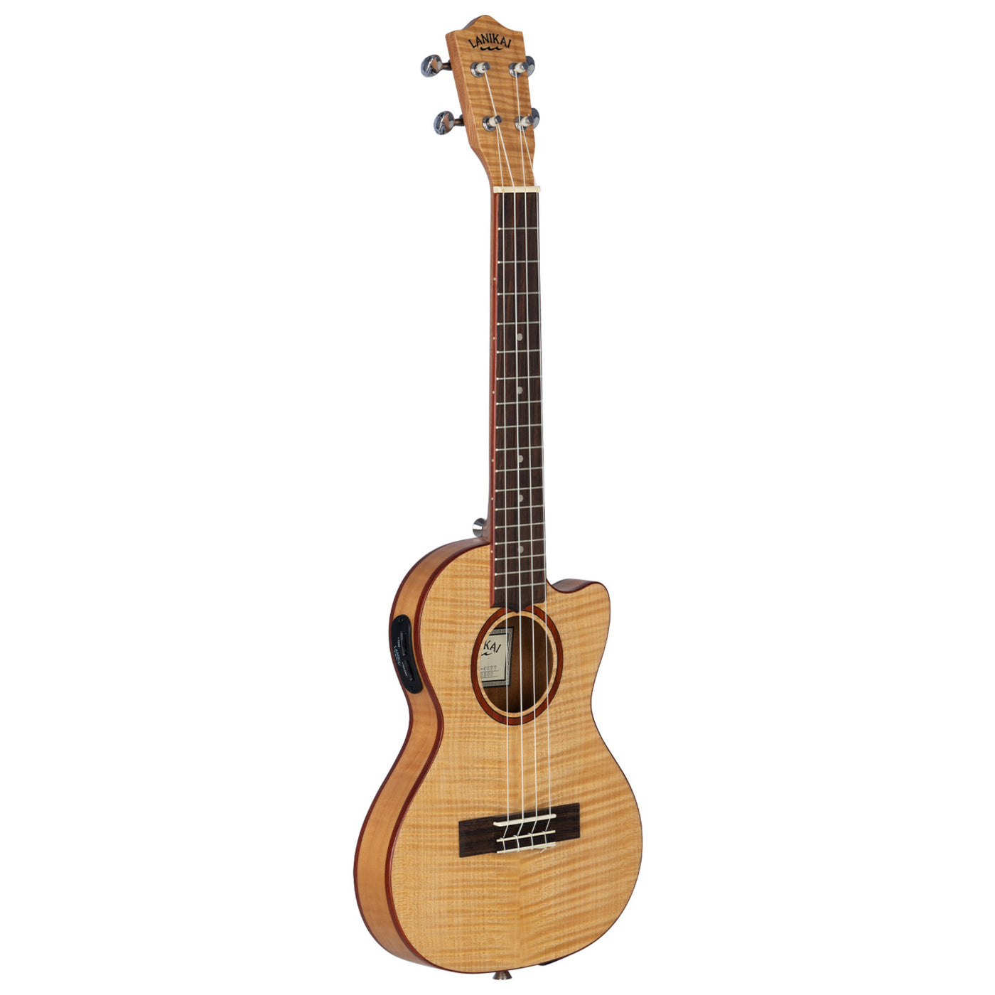 Lanikai FM-CETT 4 String Ukulele, Electric Thin Tenor Cutaway Flame Maple Ukulele, with Fishman Kula Preamp