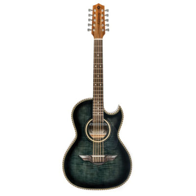 H. Jimenez LBQ1EBF El Esta'ndar Acoustic-Electric Guitar, Bajo Quinto Black Stained Flame Maple, With Cutaway and Electronics