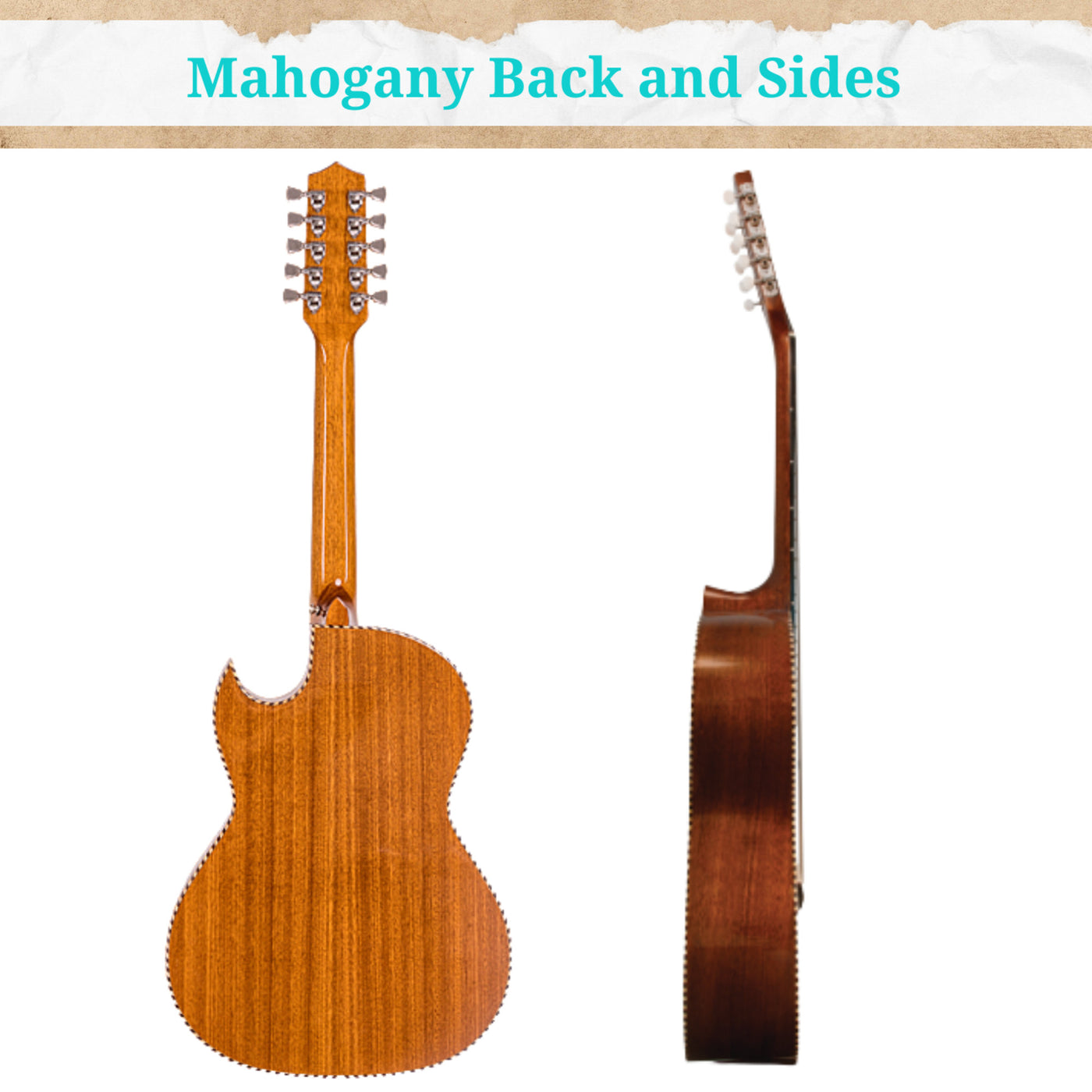 H. Jimenez LBQ2 El Musico Acoustic Bajo Quinto Guitar Mahogany Back and Sides with Gig Bag