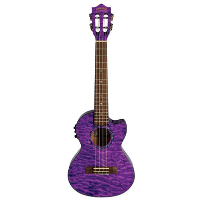 Lanikai QM-PUCET Quilted Maple Purple Stain Tenor Acoustic-Electric Ukulele