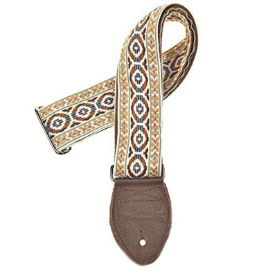 Souldier GS0127NM02WB - Handmade Seatbelt Guitar Strap for Bass, Electric or Acoustic Guitar, 2 Inches Wide and Adjustable Length from 30" to 63"  Made in the USA, Bohemian, Natural
