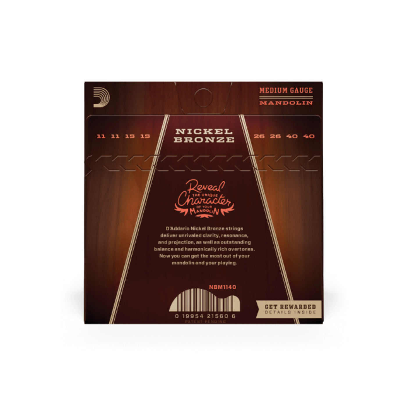 D'Addario Nickel Bronze Mandolin Strings, Medium, 11-40 (NBM1140)