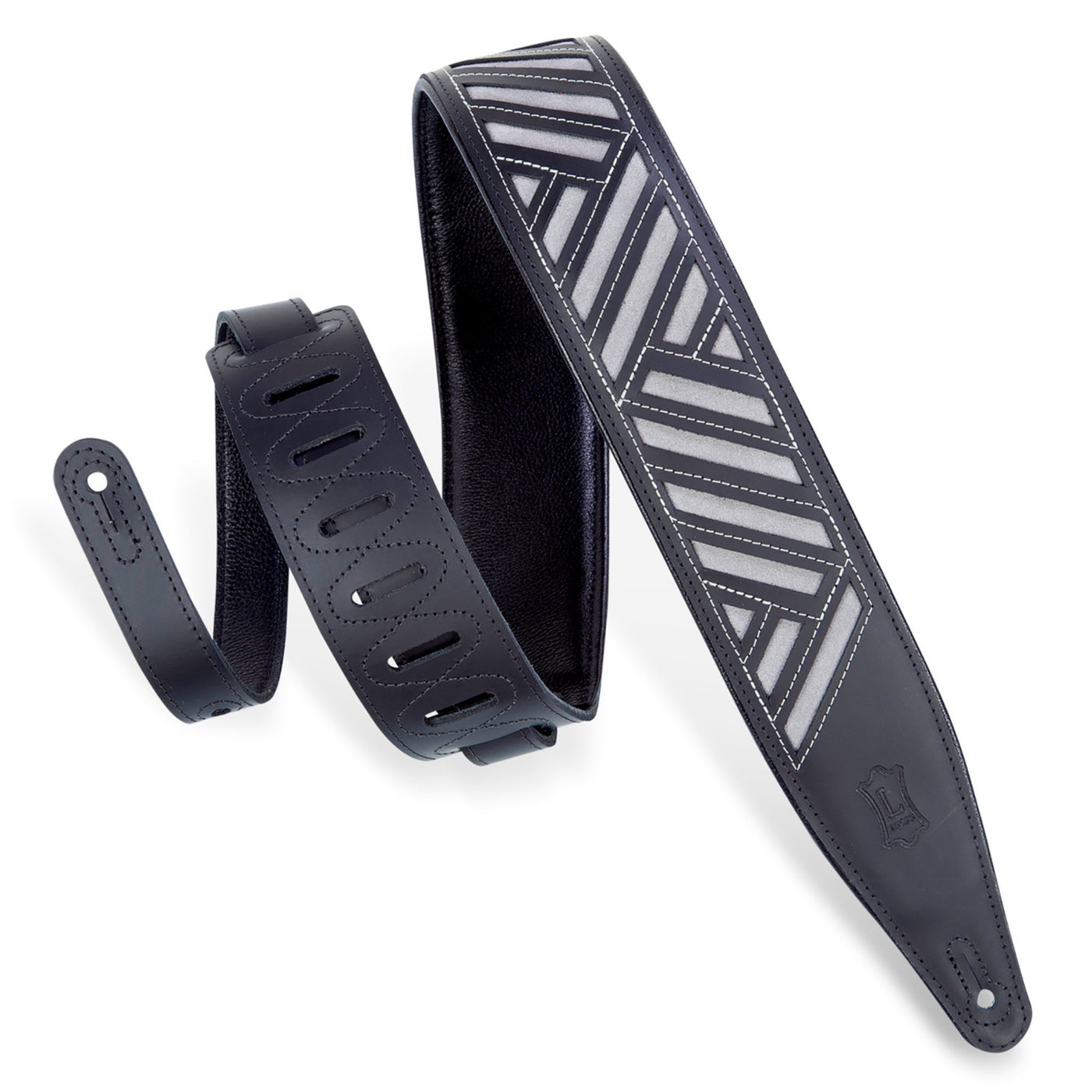 Levy's 2.5" Diagonal Cut Out Strap with Suede Insert in Black
