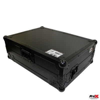 ProX XS-DDJSR2LTBLLED ATA Flight Case, For For Pioneer DDJ-SR2 DJ Controller, With Laptop Shelf and LED, Pro Audio Equipment Storage, Black